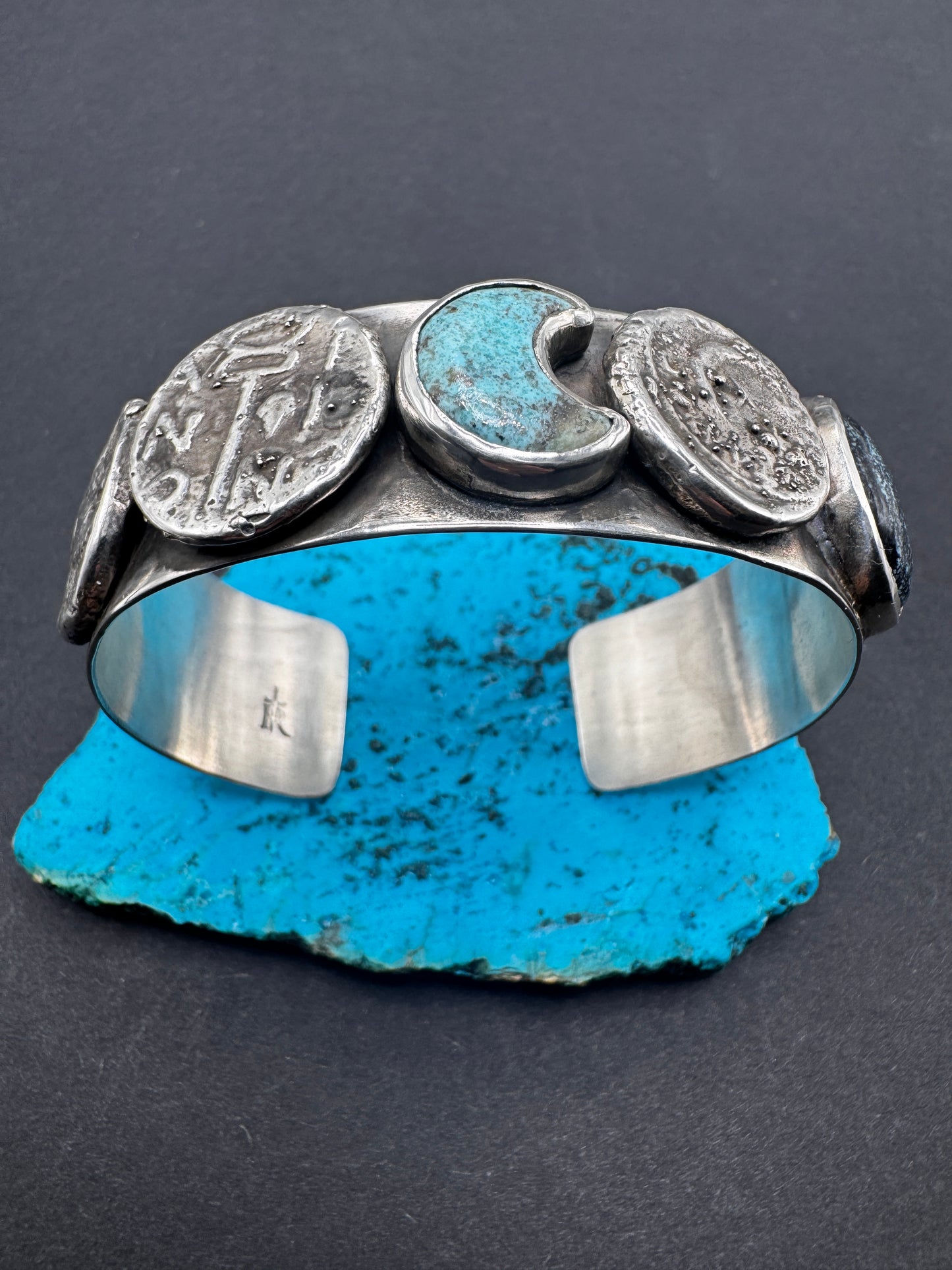 Ancient Coin Lunar Cycles Cuff 2 stones
