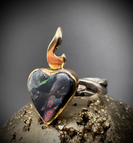 Black Opal Sacred Heart - Tessa Rand Jewelry