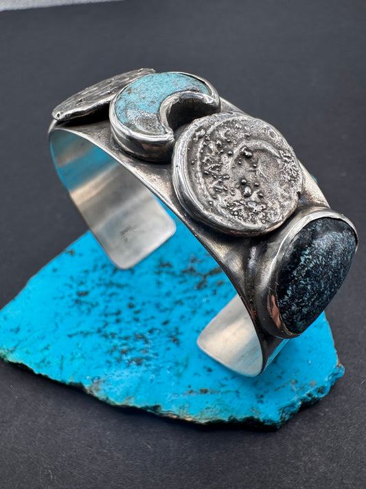 Ancient Coin Lunar Cycles Cuff 2 stones