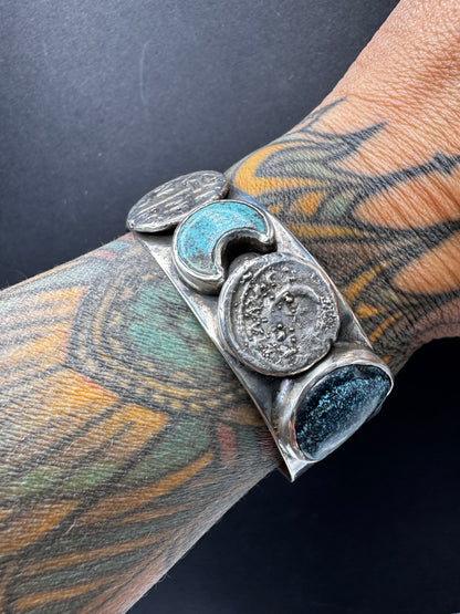 Ancient Coin Lunar Cycles Cuff 2 stones