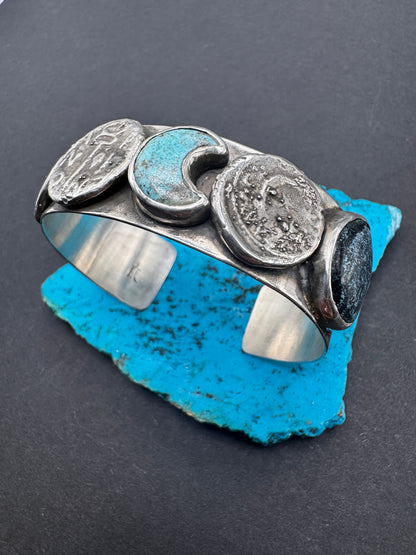 Ancient Coin Lunar Cycles Cuff 2 stones